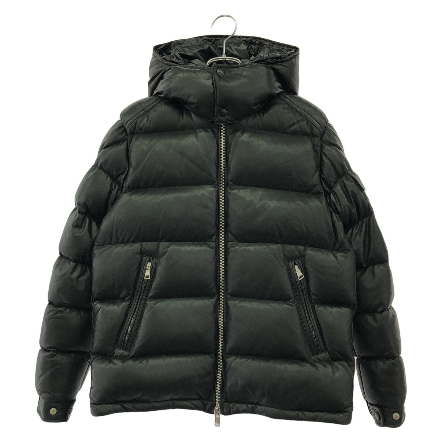 ダウンジャケット ダウンジャケット レザー ブラック モンクレール アウター MONCLER