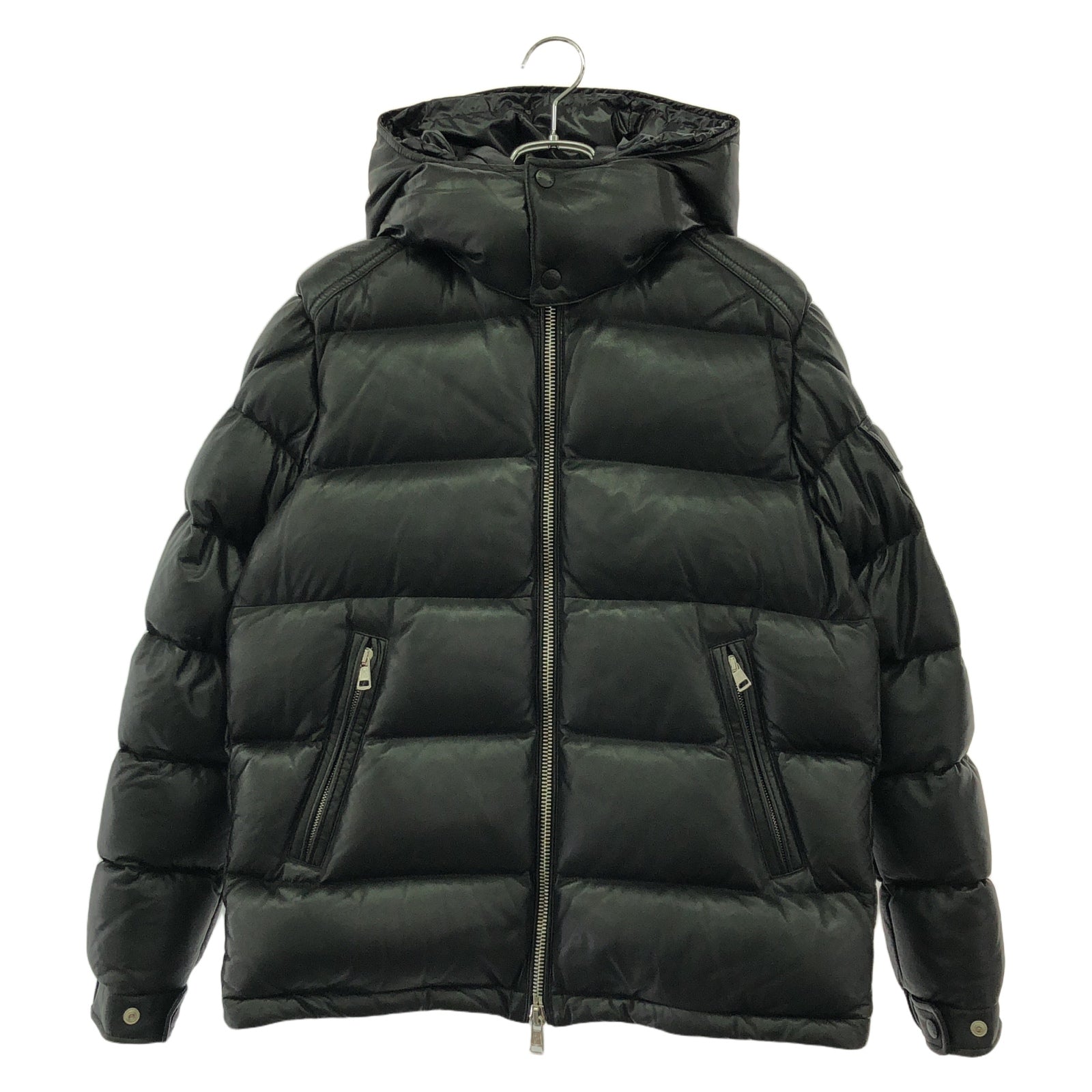 ダウンジャケット ダウンジャケット レザー ブラック モンクレール アウター MONCLER