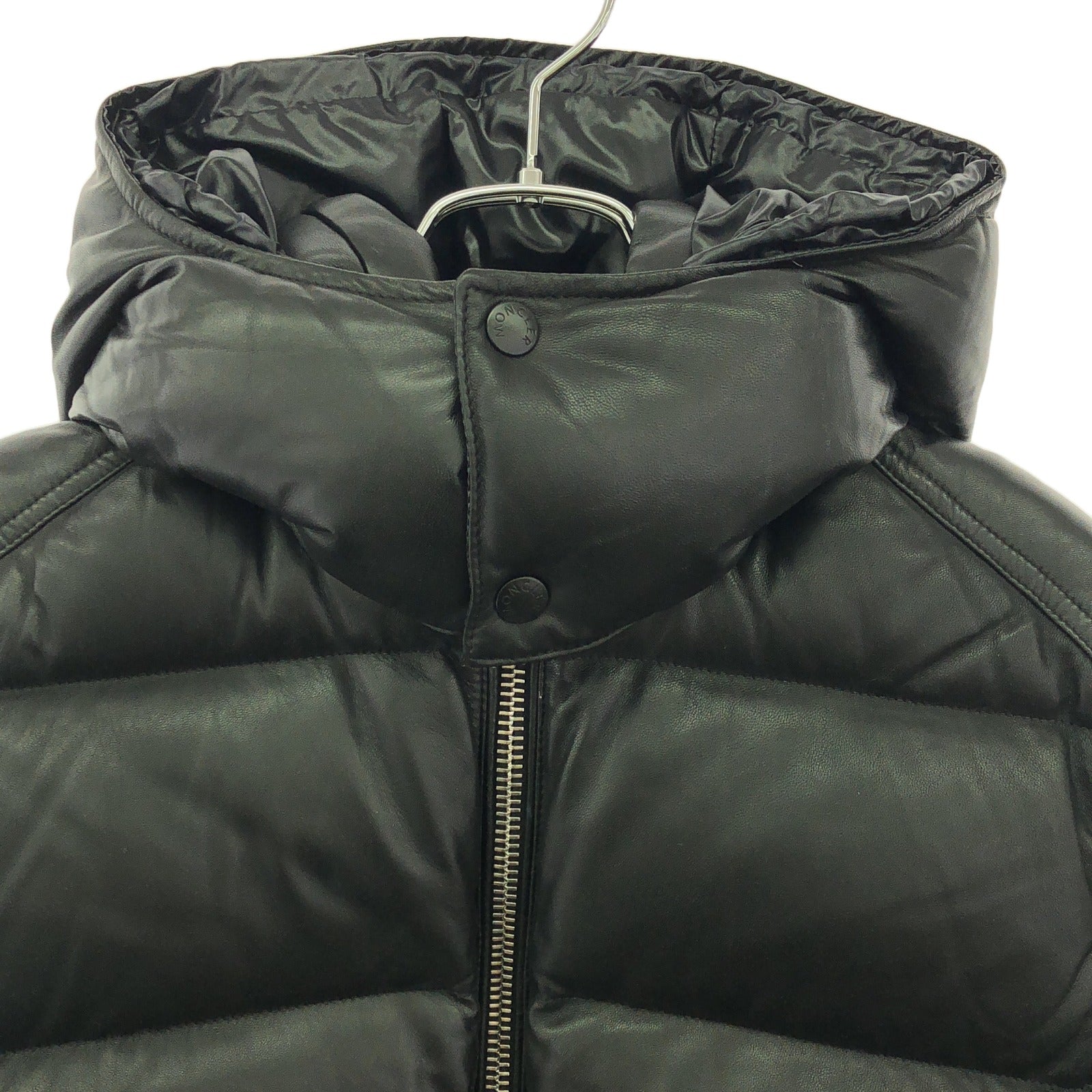 ダウンジャケット ダウンジャケット レザー ブラック モンクレール アウター MONCLER