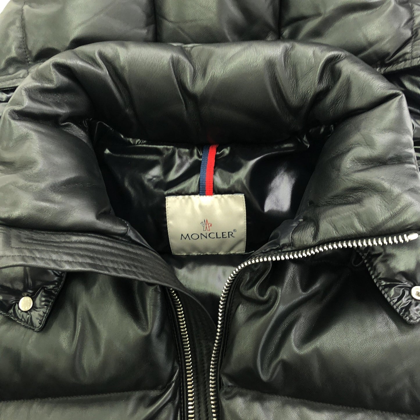 ダウンジャケット ダウンジャケット レザー ブラック モンクレール アウター MONCLER