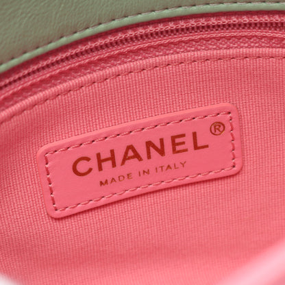 マトラッセ チェーンショルダーバッグ レザー ライトグリーン ピンク マルチカラー ゴールド金具 シャネル バッグ CHANEL