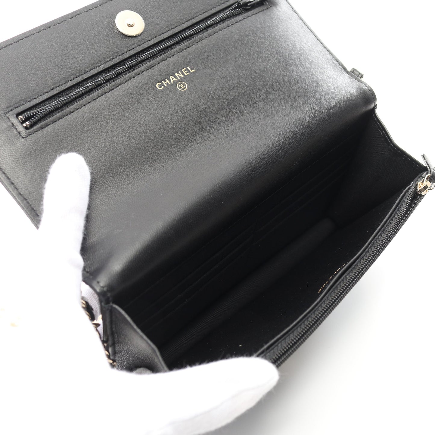 マトラッセ チェーンウォレット ラムスキン ブラック ゴールド金具 フェイクパール シャネル バッグ CHANEL