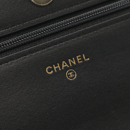マトラッセ チェーンウォレット ラムスキン ブラック ゴールド金具 フェイクパール シャネル バッグ CHANEL