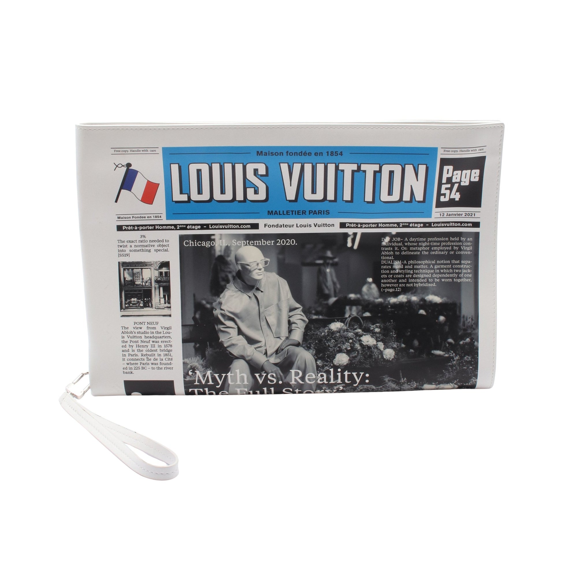 エブリデイLV ニュースペーパー クラッチバッグ レザー オフホワイト マルチカラー ルイヴィトン バッグ LOUIS VUITTON