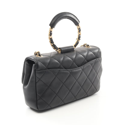 マトラッセ チェーンショルダーバッグ ラムスキン ブラック ゴールド金具 シャネル バッグ CHANEL