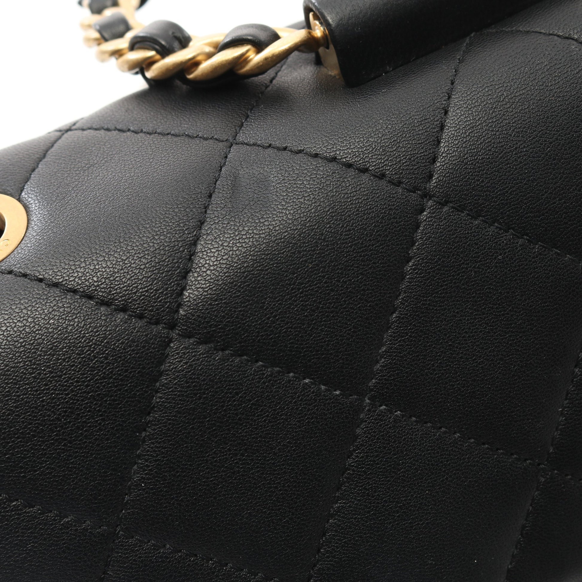 マトラッセ チェーンショルダーバッグ ラムスキン ブラック ゴールド金具 シャネル バッグ CHANEL