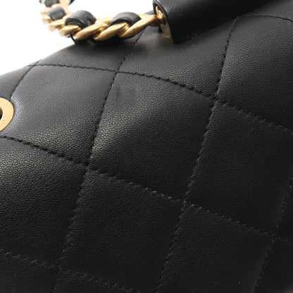 マトラッセ チェーンショルダーバッグ ラムスキン ブラック ゴールド金具 シャネル バッグ CHANEL