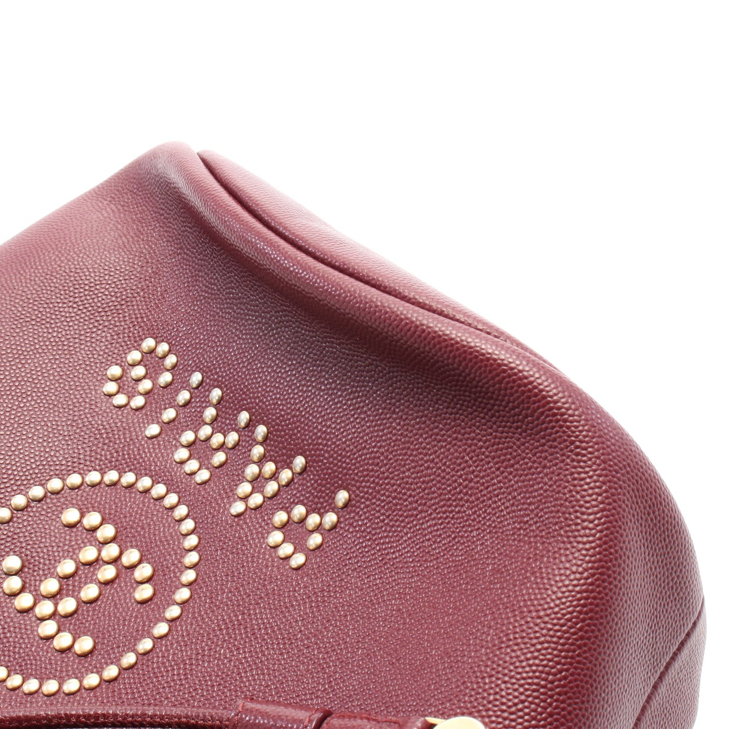 ドーヴィル チェーンショルダーバッグ キャビアスキン ボルドー ゴールド金具 スタッズ 巾着 シャネル バッグ CHANEL