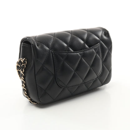マトラッセ スモールフラップ パール チェーンショルダーバッグ ラムスキン ブラック ゴールド金具 シャネル バッグ CHANEL