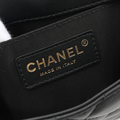 マトラッセ スモールフラップ パール チェーンショルダーバッグ ラムスキン ブラック ゴールド金具 シャネル バッグ CHANEL