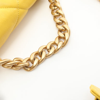 19 ディズヌフ マトラッセ チェーンショルダーバッグ ラムスキン イエロー コンビ金具 2WAY シャネル バッグ CHANEL