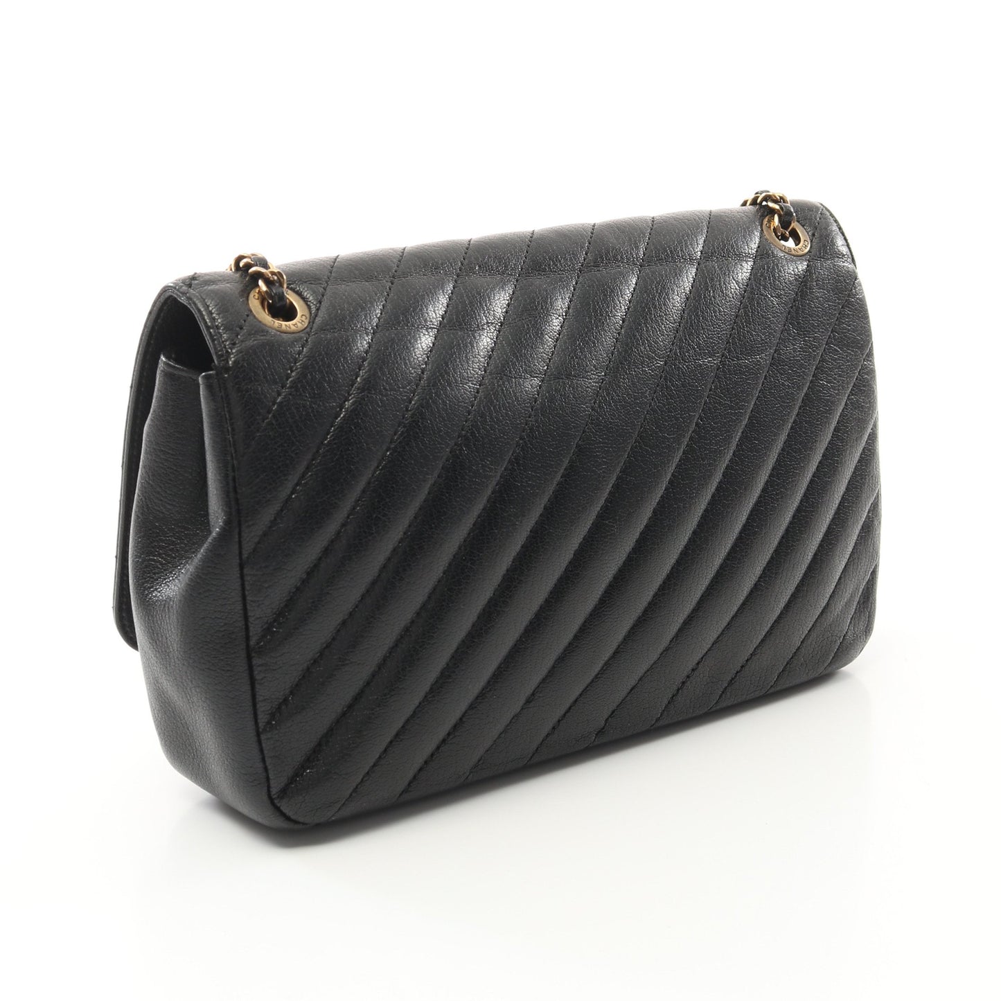 ココマーク キルティング フラップバッグ チェーンショルダーバッグ レザー ブラック アンティークゴールド金具 シャネル バッグ CHANEL