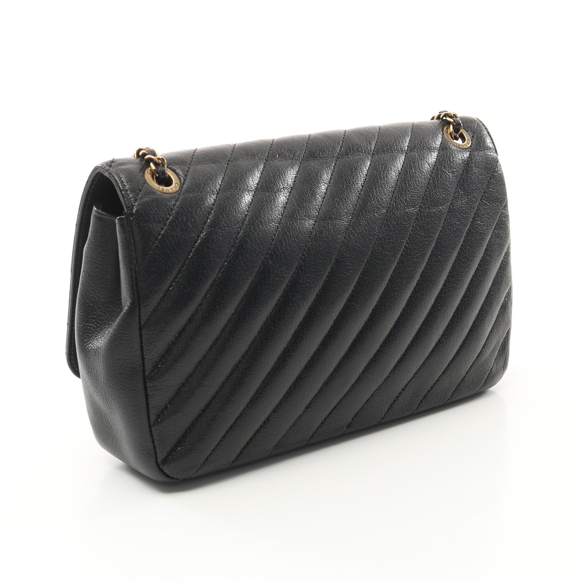 ココマーク キルティング フラップバッグ チェーンショルダーバッグ レザー ブラック アンティークゴールド金具 シャネル バッグ CHANEL