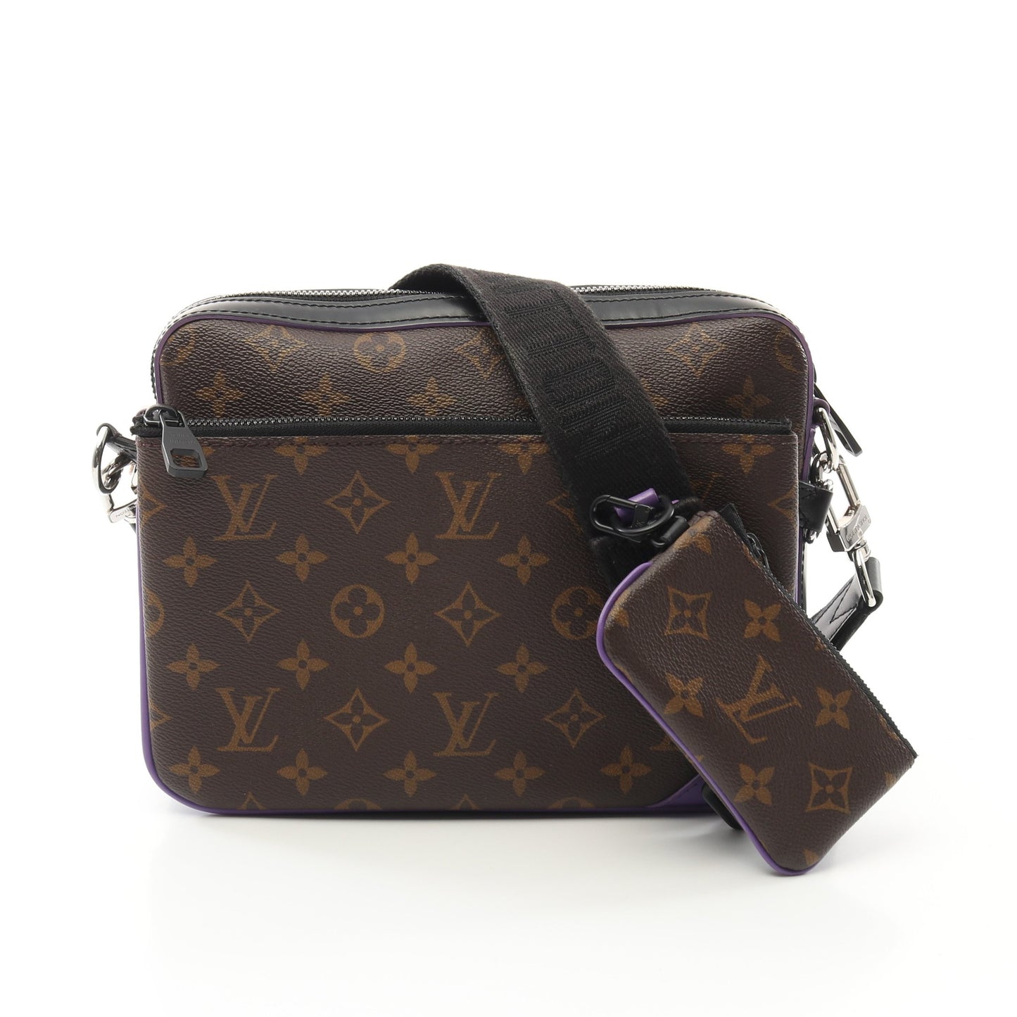 トリオ メッセンジャー モノグラムマカサー ショルダーバッグ PVC レザー ブラウン ブラック パープル ルイヴィトン バッグ LOUIS VUITTON