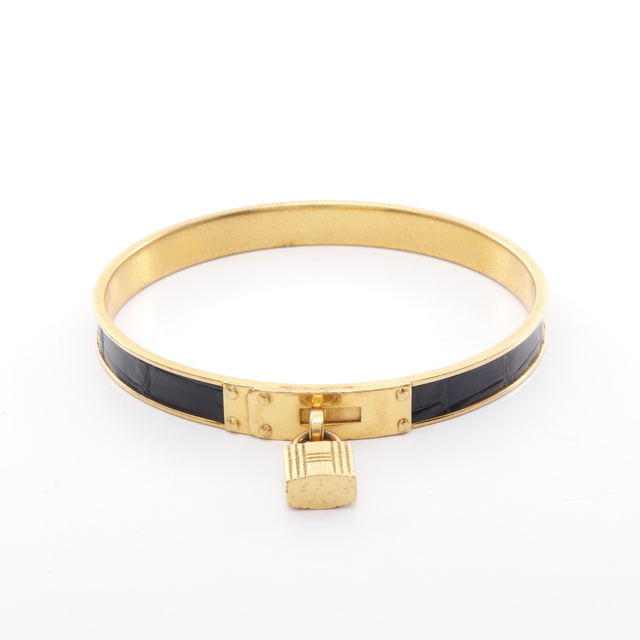 ケリーブレスレット バングル GP クロコダイル ゴールド ブラック