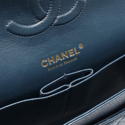 マトラッセ Wフラップ Wチェーンショルダーバッグ キャビアスキン ダークブルー ゴールド金具 シャネル バッグ CHANEL