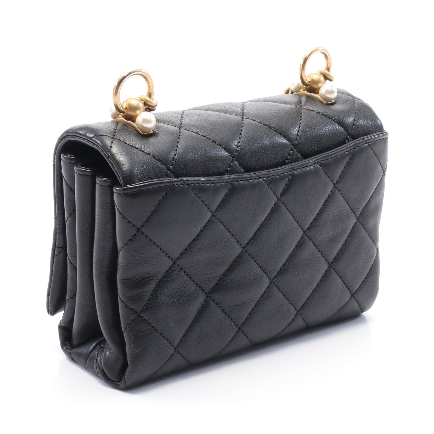 マトラッセ チェーンショルダーバッグ ラムスキン ブラック ゴールド金具 シャネル バッグ CHANEL