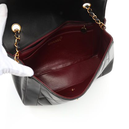 マトラッセ ダイアナフラップ チェーンショルダーバッグ ラムスキン ブラック ゴールド金具 ヴィンテージ シャネル バッグ CHANEL