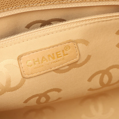 チョコバー ショルダーバッグ トートバッグ キャビアスキン ベージュ ゴールド金具 シャネル バッグ CHANEL