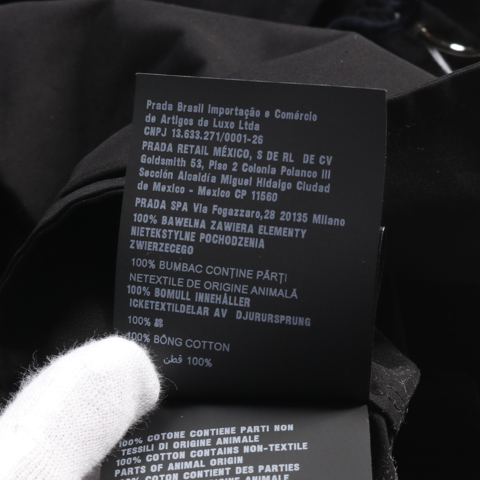 シングルブレスト マルチポケット シャツジャケット シャツ コットン ブラック プラダ トップス PRADA