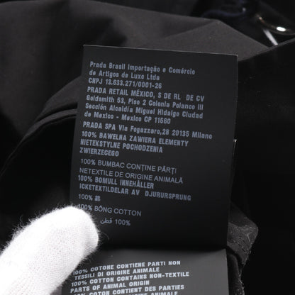 シングルブレスト マルチポケット シャツジャケット シャツ コットン ブラック プラダ トップス PRADA