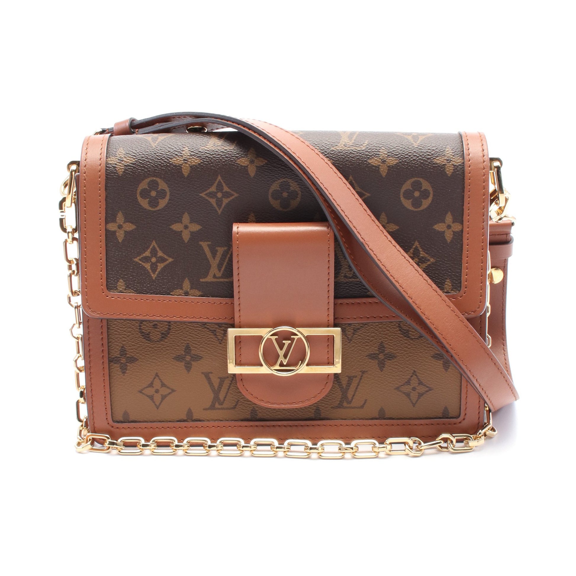 ドーフィーヌMM モノグラムリバース チェーンショルダーバッグ PVC レザー ブラウン 2WAY ルイヴィトン バッグ LOUIS VUITTON
