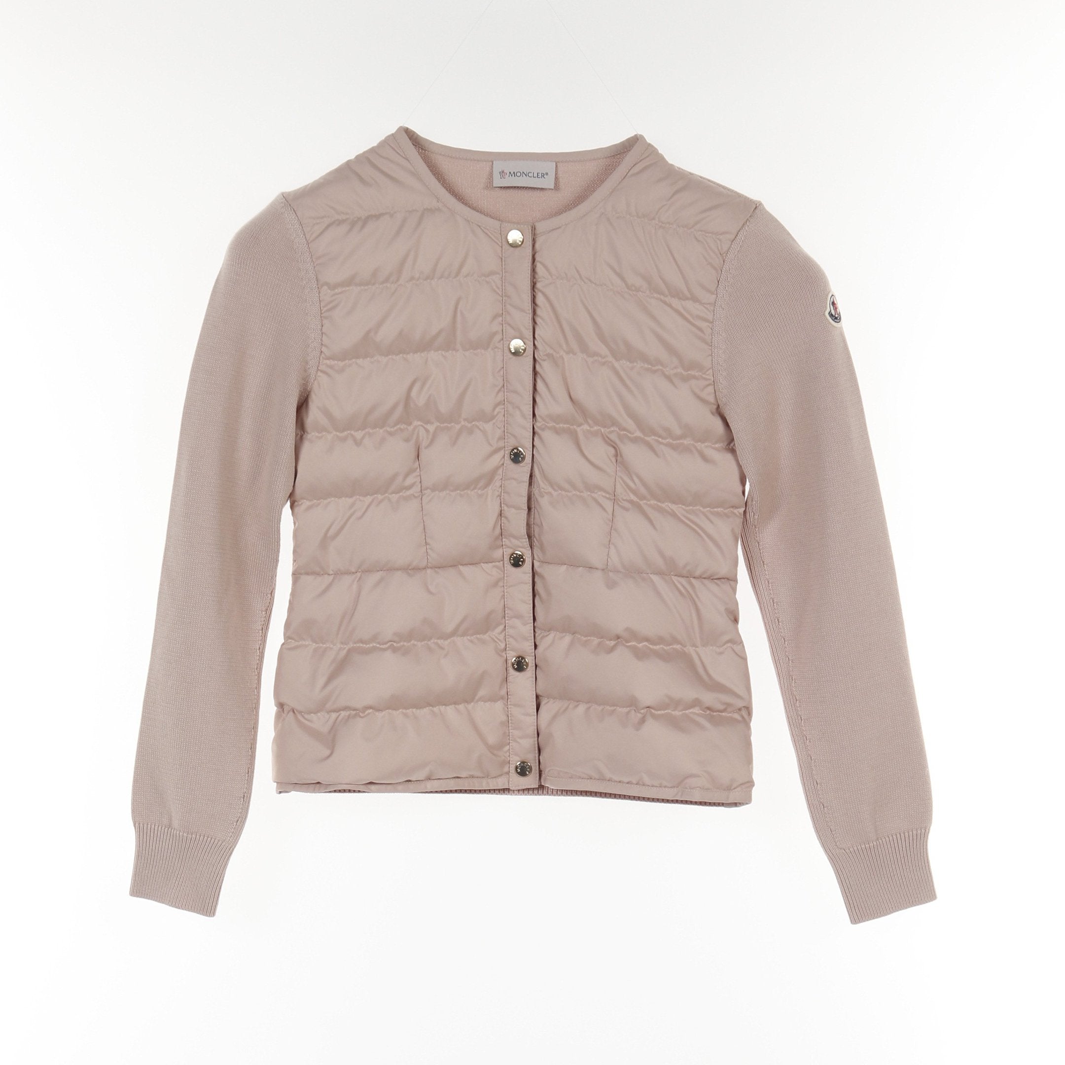 ダウンジャケット コットン ピンクベージュ ニット切替 キッズ