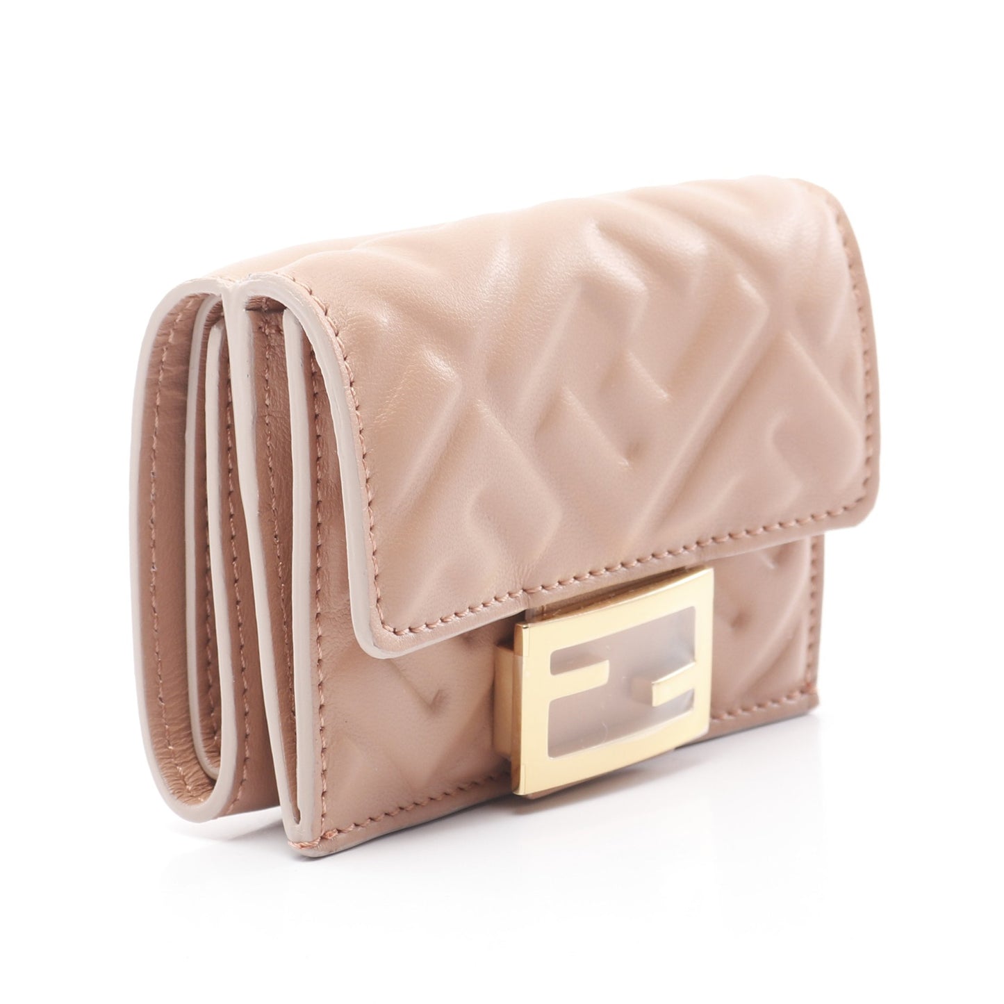 マイクロ 三つ折り財布 コンパクトウォレット レザー ピンク  