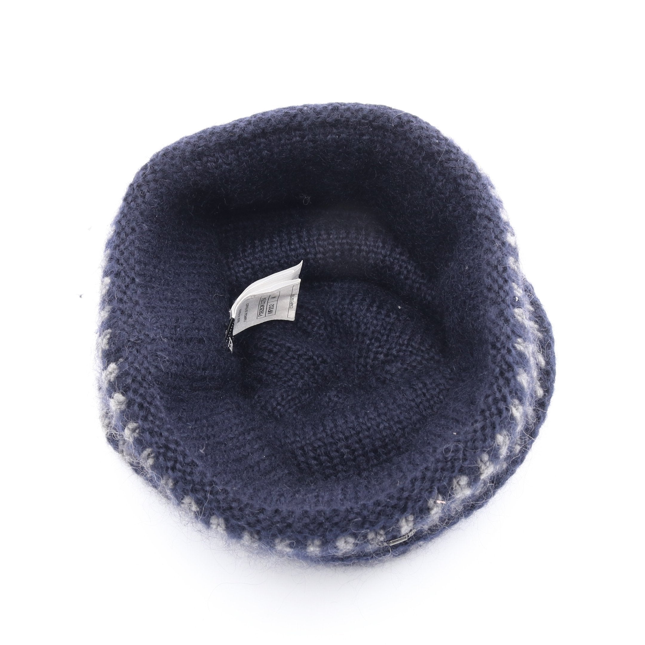 ココマークボタン ニットキャップ ビーニー ウール モヘヤ ネイビー