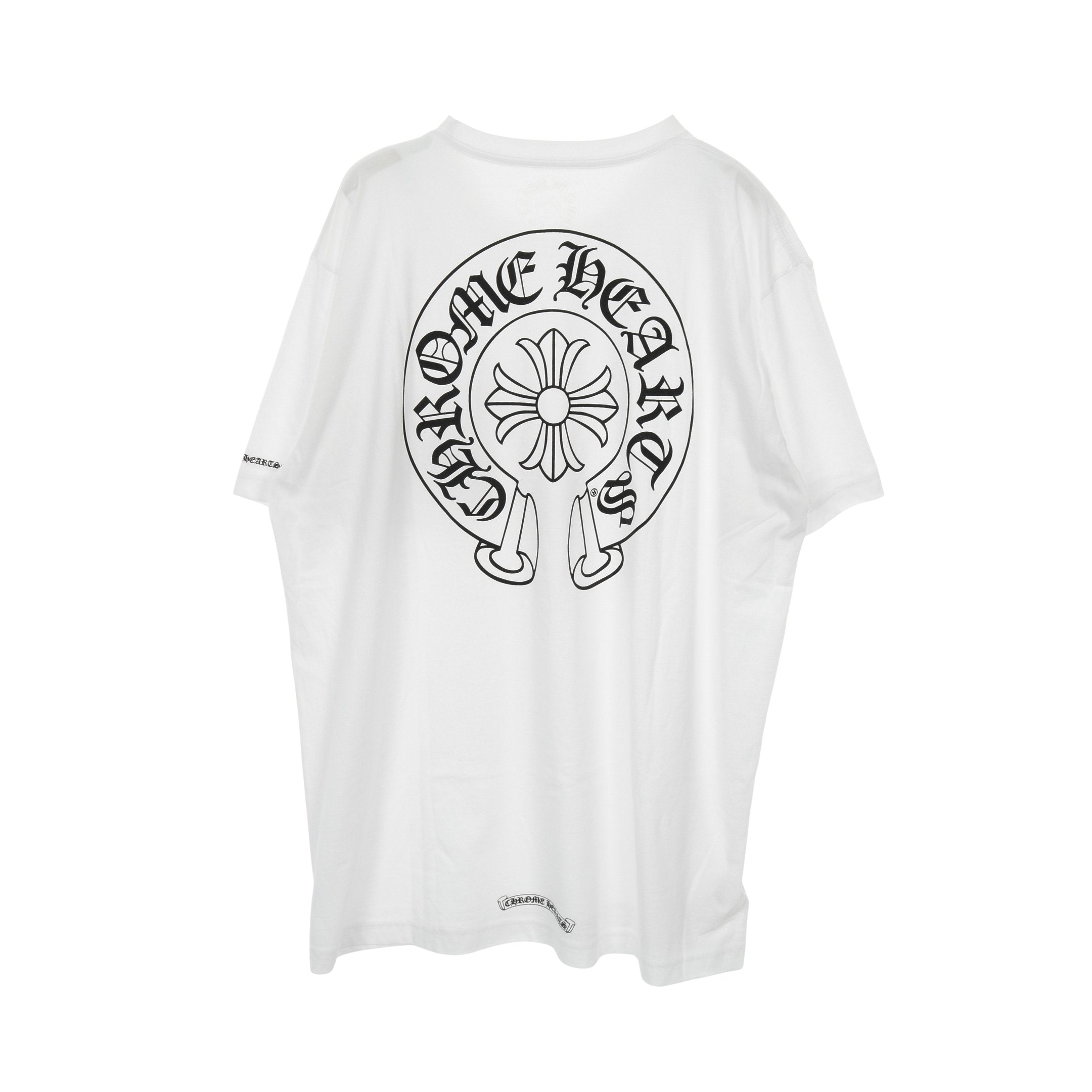 ホースシュープリント Tシャツ クルーネック コットン ホワイト クロム