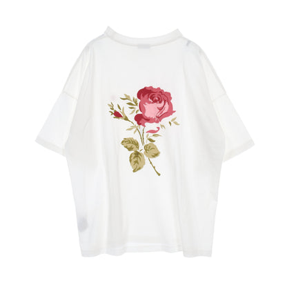 JARDIN Tシャツ ローズプリント コットン ホワイト クリスチャンディオール トップス Christian Dior