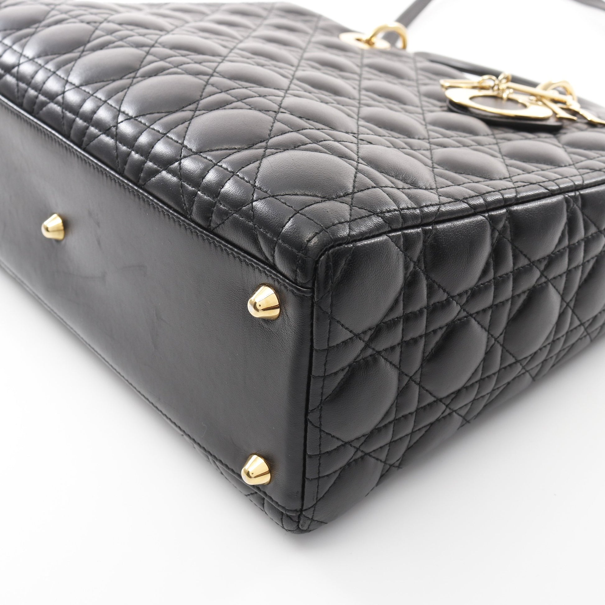 レディディオール ラージ カナージュ ハンドバッグ レザー ブラック 2WAY クリスチャンディオール バッグ Christian Dior