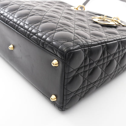 レディディオール ラージ カナージュ ハンドバッグ レザー ブラック 2WAY クリスチャンディオール バッグ Christian Dior