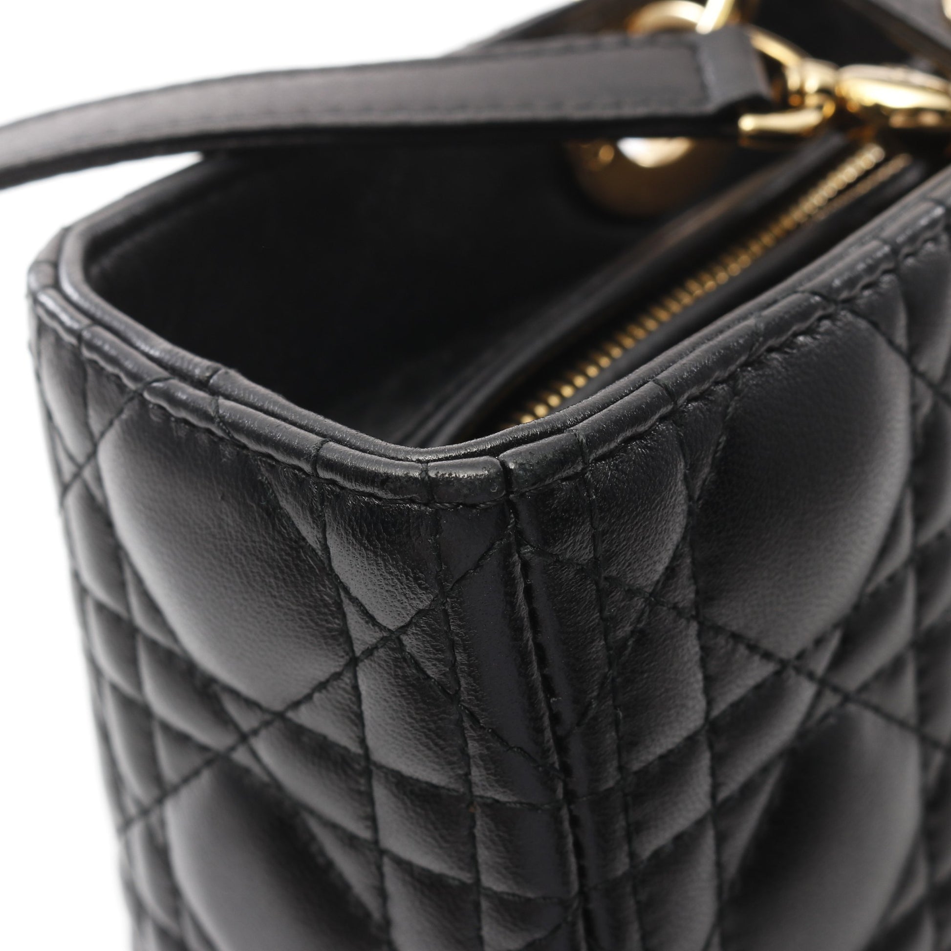 レディディオール ラージ カナージュ ハンドバッグ レザー ブラック 2WAY クリスチャンディオール バッグ Christian Dior