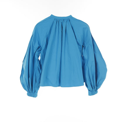 ブラウス バルーンスリーブ コットン ブルー ジルサンダー トップス JIL SANDER