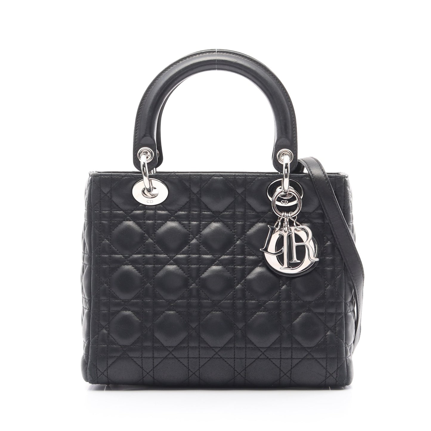 LADY DIOR レディディオール カナージュ ハンドバッグ レザー ブラック 2WAY クリスチャンディオール バッグ Christian Dior