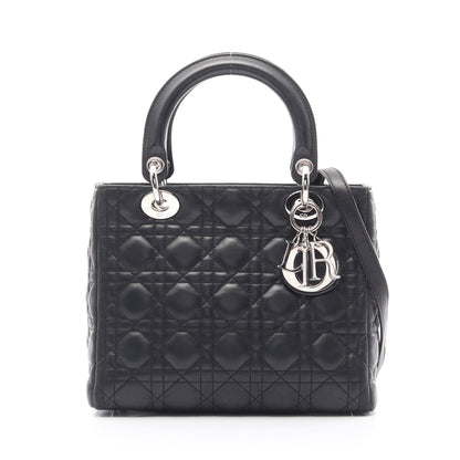 LADY DIOR レディディオール カナージュ ハンドバッグ レザー ブラック 2WAY クリスチャンディオール バッグ Christian Dior