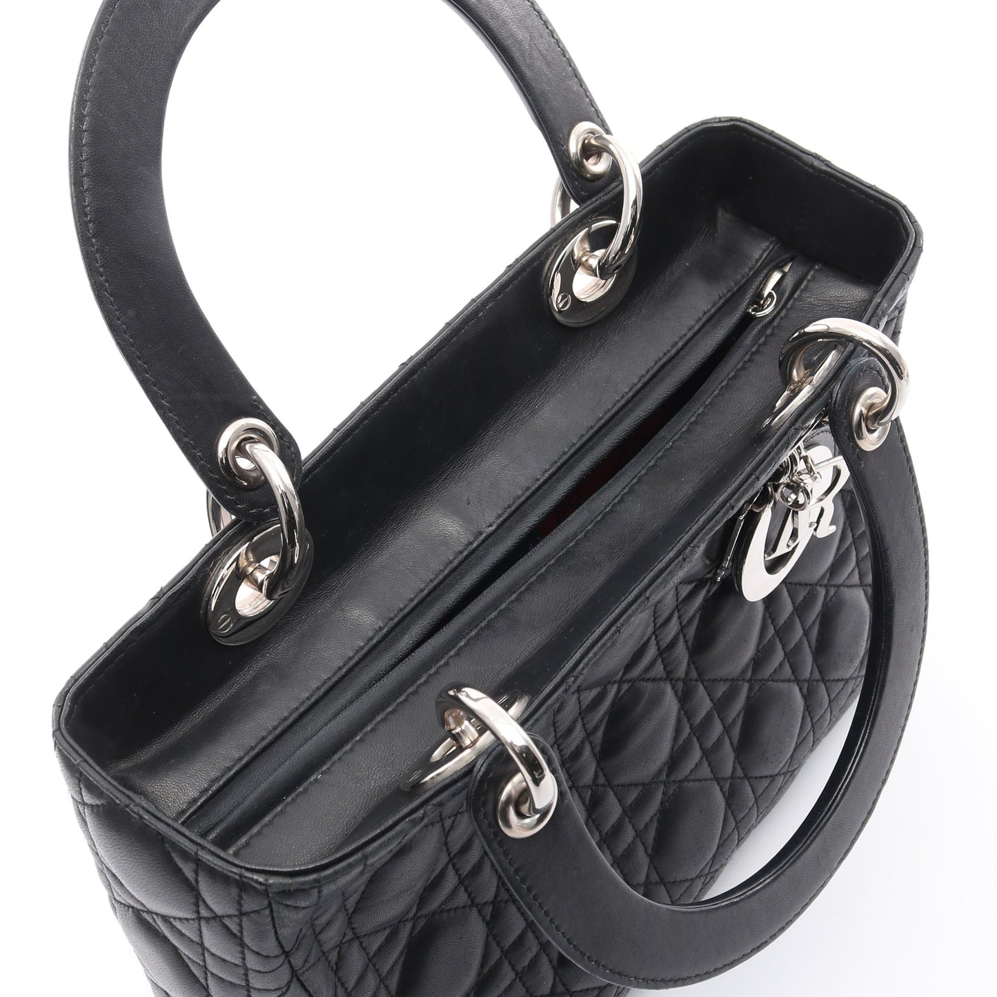 LADY DIOR レディディオール カナージュ ハンドバッグ レザー ブラック 2WAY クリスチャンディオール バッグ Christian Dior