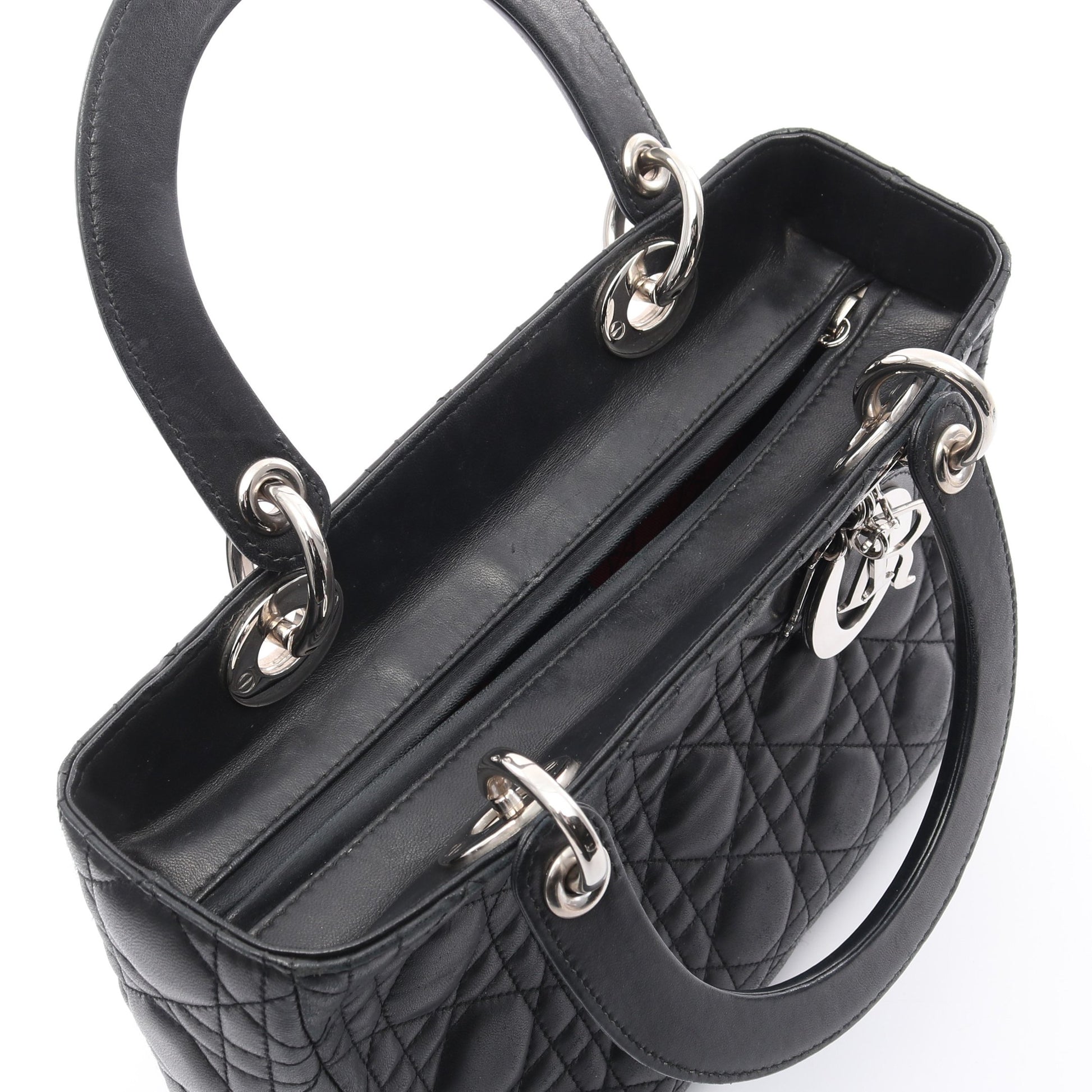 LADY DIOR レディディオール カナージュ ハンドバッグ レザー ブラック 2WAY クリスチャンディオール バッグ Christian Dior
