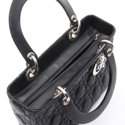 LADY DIOR レディディオール カナージュ ハンドバッグ レザー ブラック 2WAY クリスチャンディオール バッグ Christian Dior
