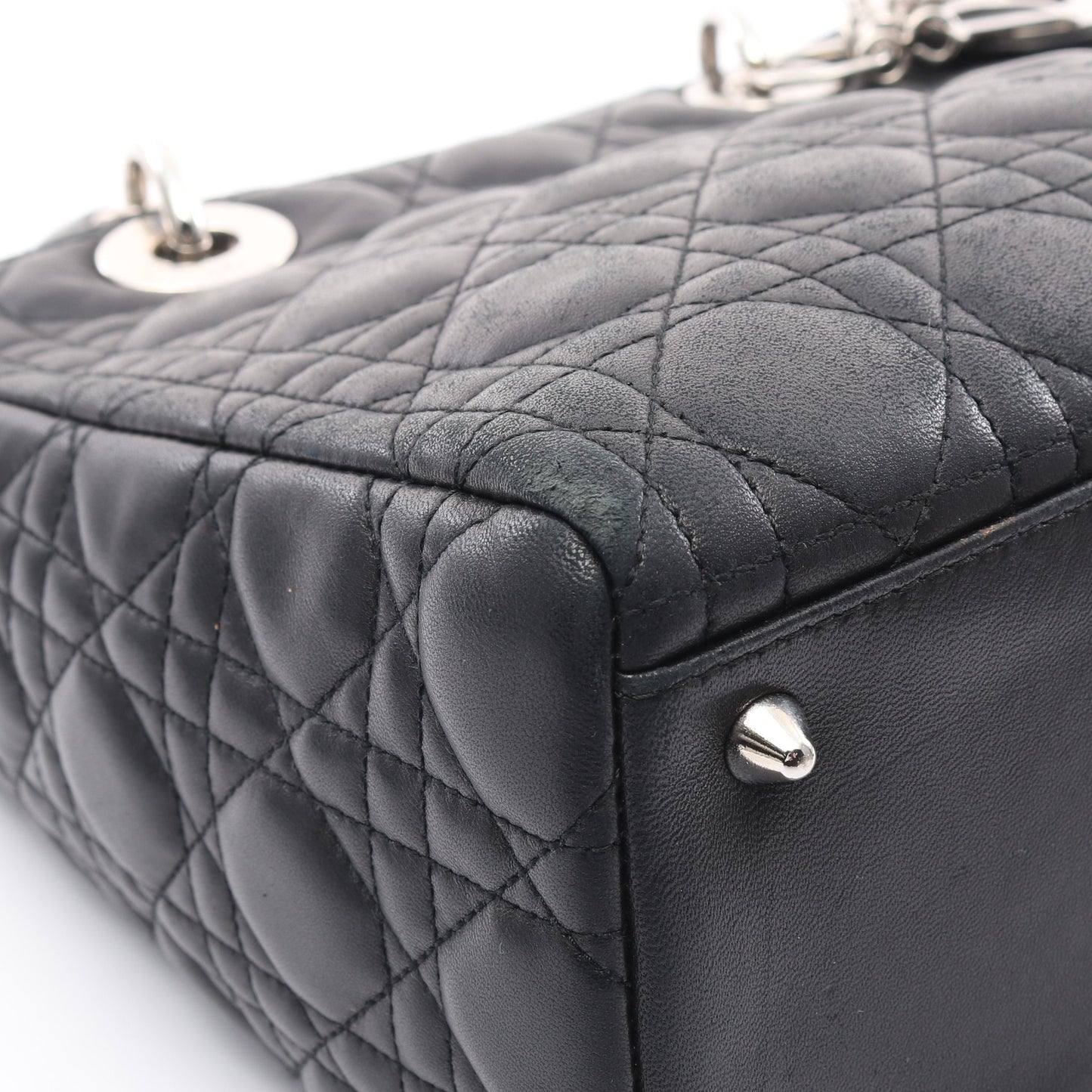LADY DIOR レディディオール カナージュ ハンドバッグ レザー ブラック 2WAY クリスチャンディオール バッグ Christian Dior