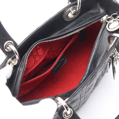 LADY DIOR レディディオール カナージュ ハンドバッグ レザー ブラック 2WAY クリスチャンディオール バッグ Christian Dior