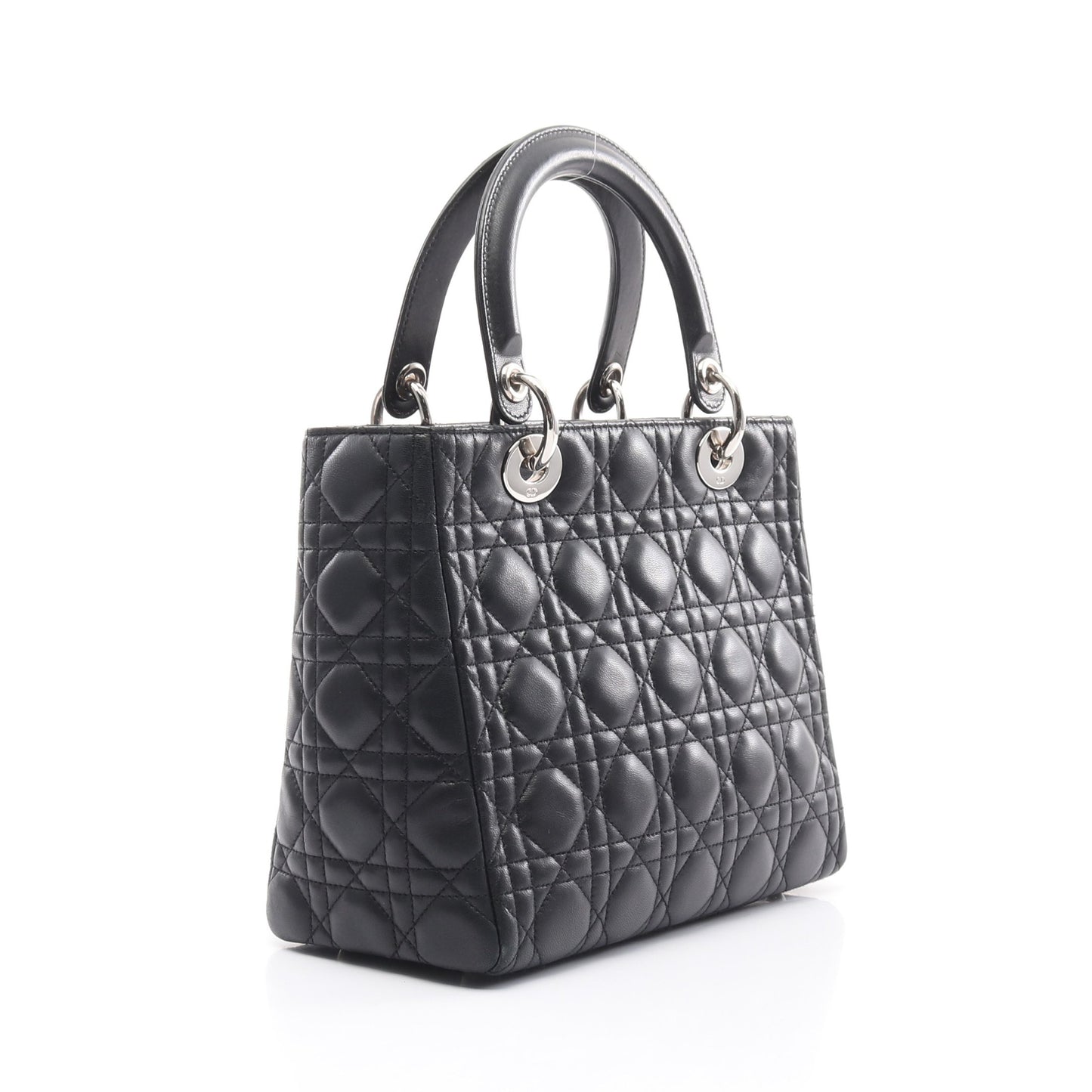 LADY DIOR レディディオール カナージュ ハンドバッグ レザー ブラック 2WAY クリスチャンディオール バッグ Christian Dior