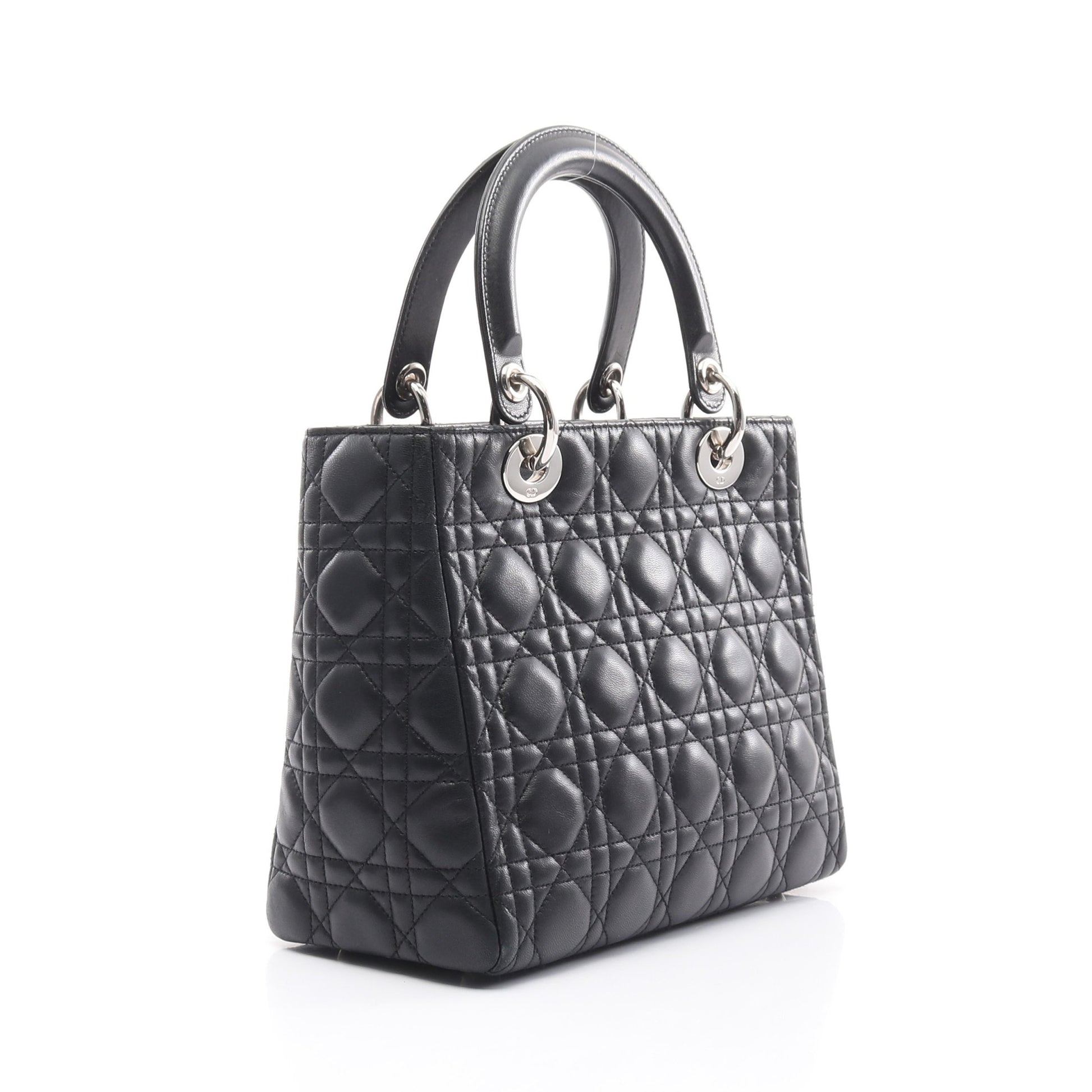 LADY DIOR レディディオール カナージュ ハンドバッグ レザー ブラック 2WAY クリスチャンディオール バッグ Christian Dior