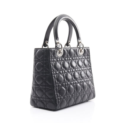 LADY DIOR レディディオール カナージュ ハンドバッグ レザー ブラック 2WAY クリスチャンディオール バッグ Christian Dior