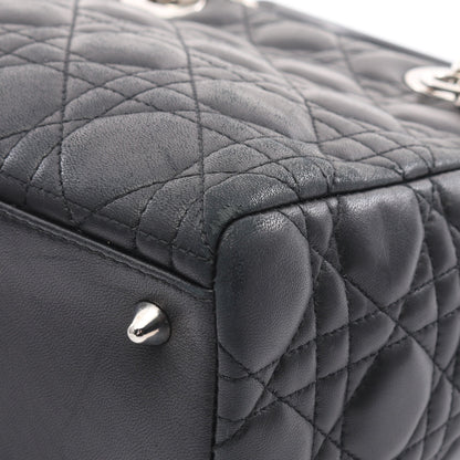 LADY DIOR レディディオール カナージュ ハンドバッグ レザー ブラック 2WAY クリスチャンディオール バッグ Christian Dior
