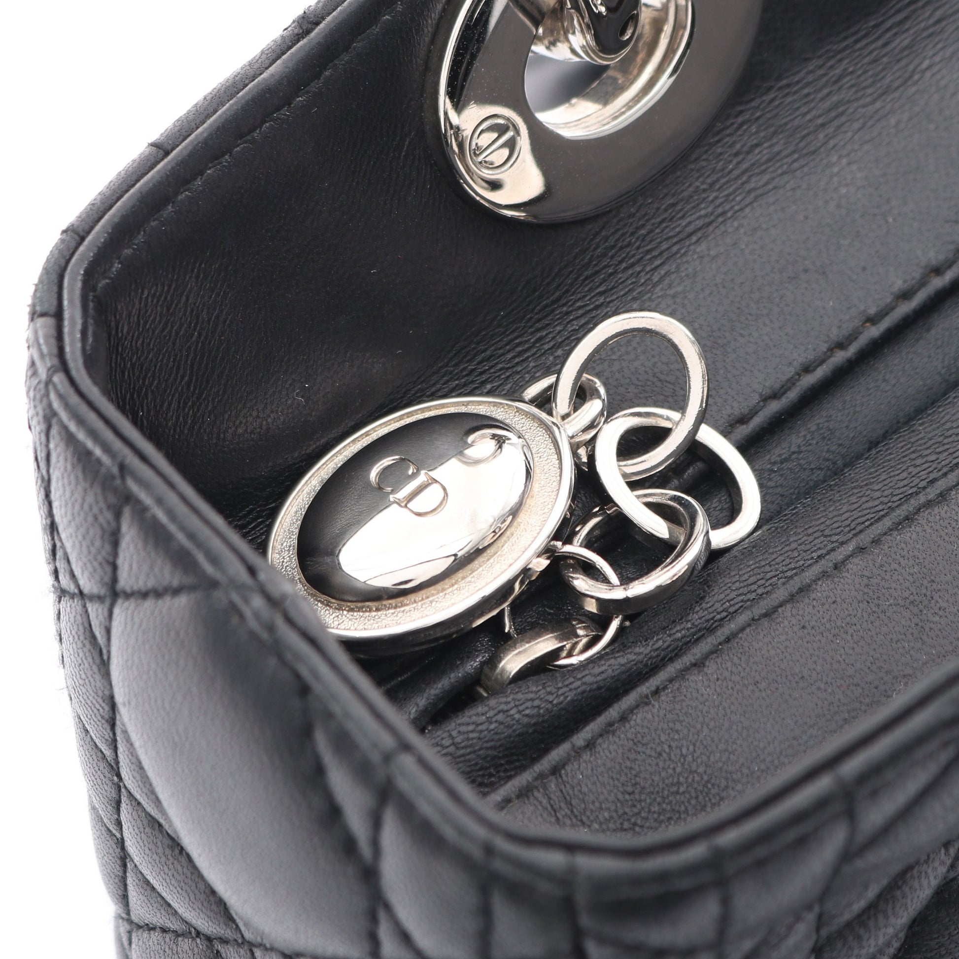LADY DIOR レディディオール カナージュ ハンドバッグ レザー ブラック 2WAY クリスチャンディオール バッグ Christian Dior