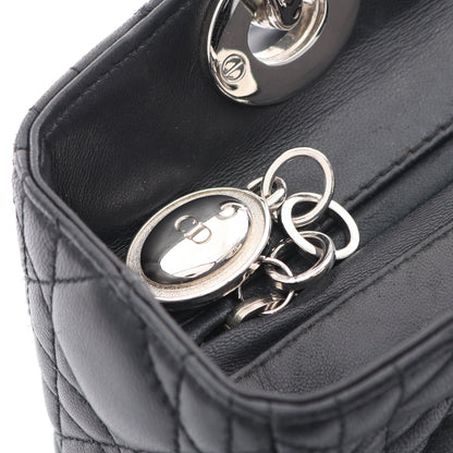LADY DIOR レディディオール カナージュ ハンドバッグ レザー ブラック 2WAY クリスチャンディオール バッグ Christian Dior
