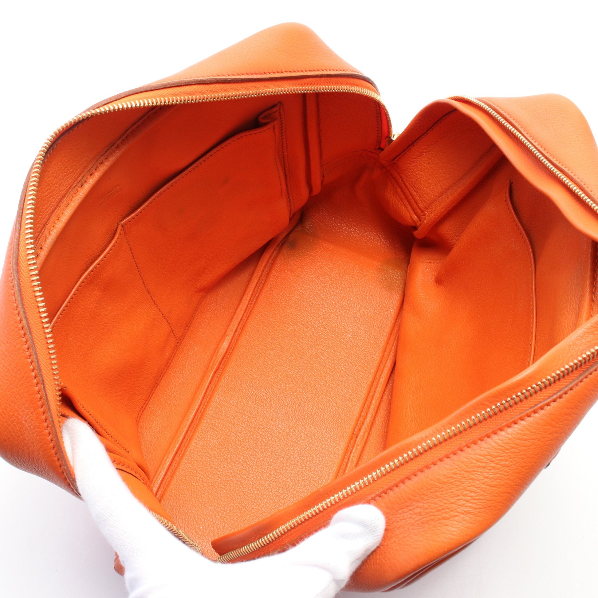 プリュム32 ハンドバッグ ヴォーマダム オレンジ ゴールド金具 □B刻印 エルメス バッグ HERMES