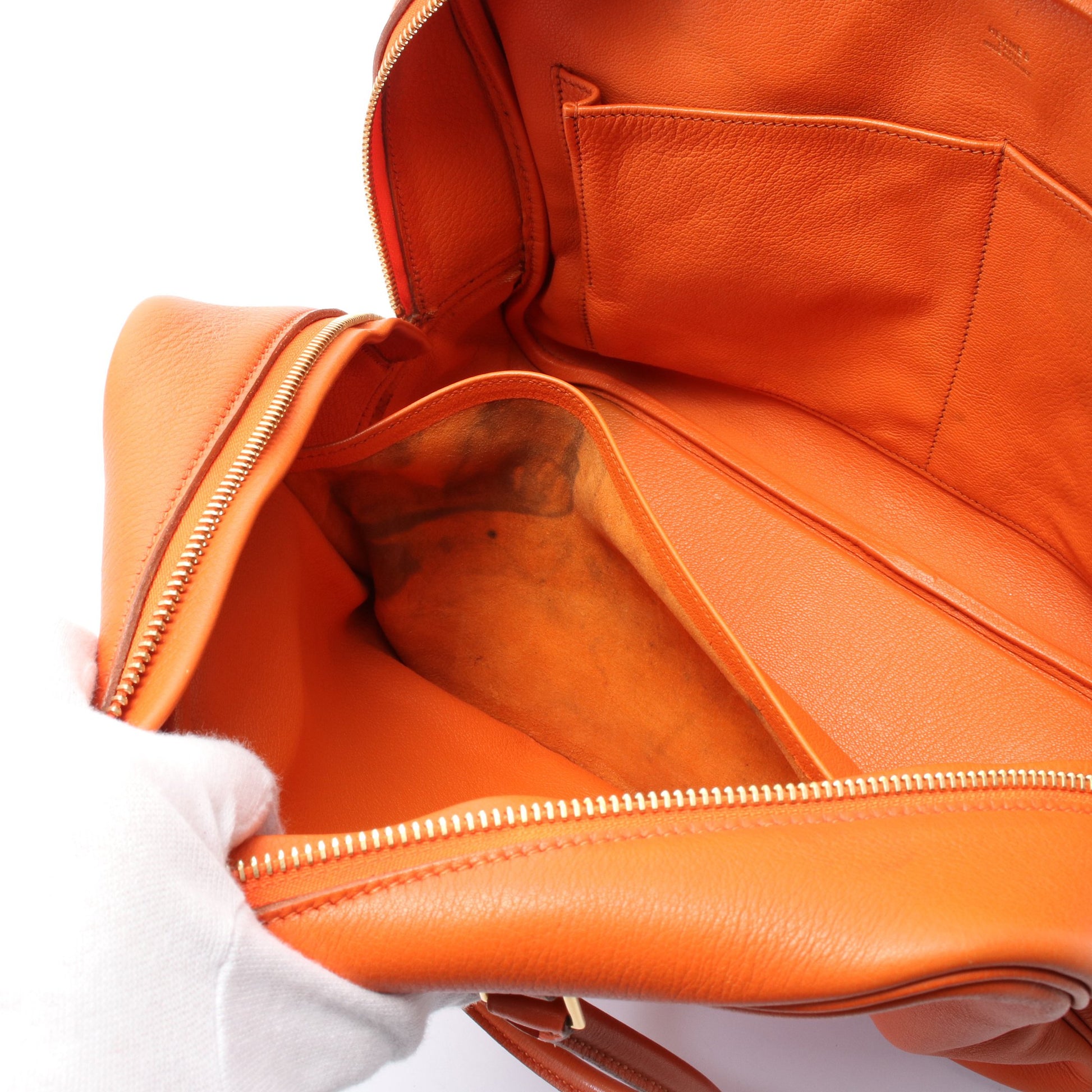 プリュム32 ハンドバッグ ヴォーマダム オレンジ ゴールド金具 □B刻印 エルメス バッグ HERMES